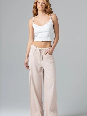 Blank NYC Women's Wide-Leg Drawstring Pants - Beige